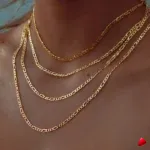 Collier Travesti Figaro Maillons Or Layered Acier - galerie