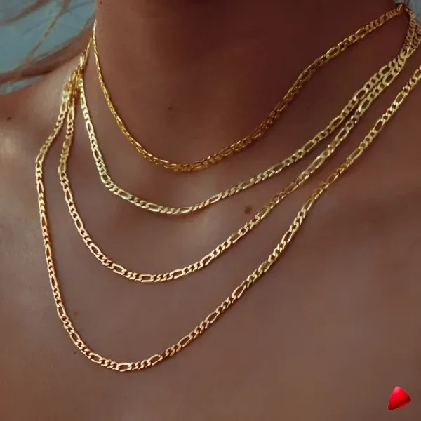 Collier Travesti Figaro Maillons Or Layered Acier - galerie