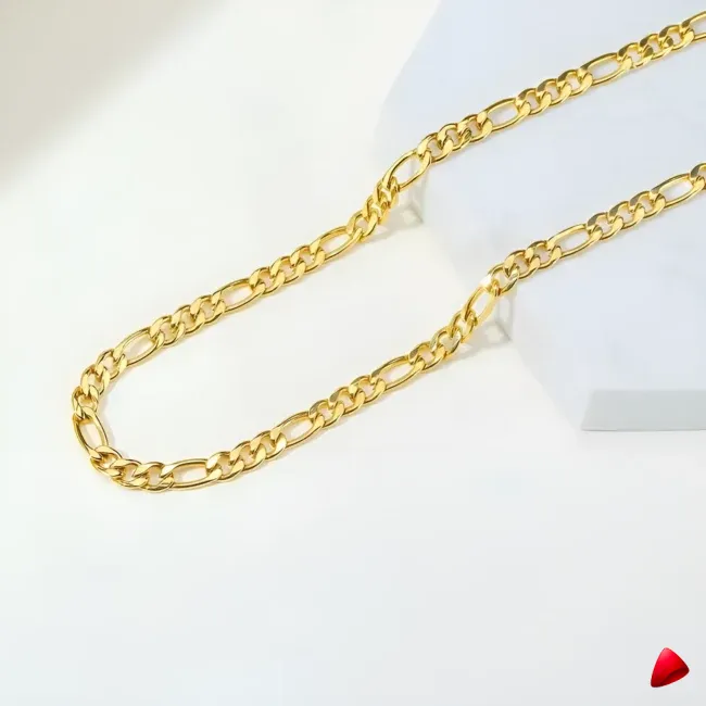 Collier Travesti Figaro Maillons Or Layered Acier - galerie