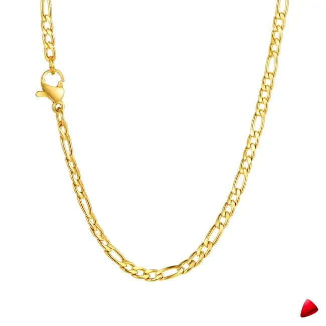 Collier Travesti Figaro Maillons Or Layered Acier - galerie