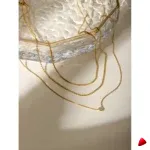 Collier Travesti Y Triple Layered Zircon Or 18K PVD - galerie