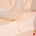 Collier Travesti Levres Double Couche Frange Perle Or - galerie