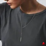Collier Travesti Pendentif Barre Minimaliste Argent Or - galerie