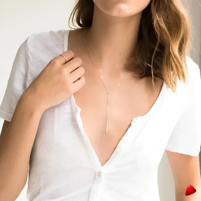 Collier Travesti Pendentif Barre Minimaliste Argent Or - galerie