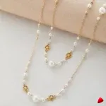 Collier Travesti Long Perles Imitation Retro Double Couche - galerie