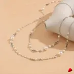 Collier Travesti Long Perles Imitation Retro Double Couche - galerie