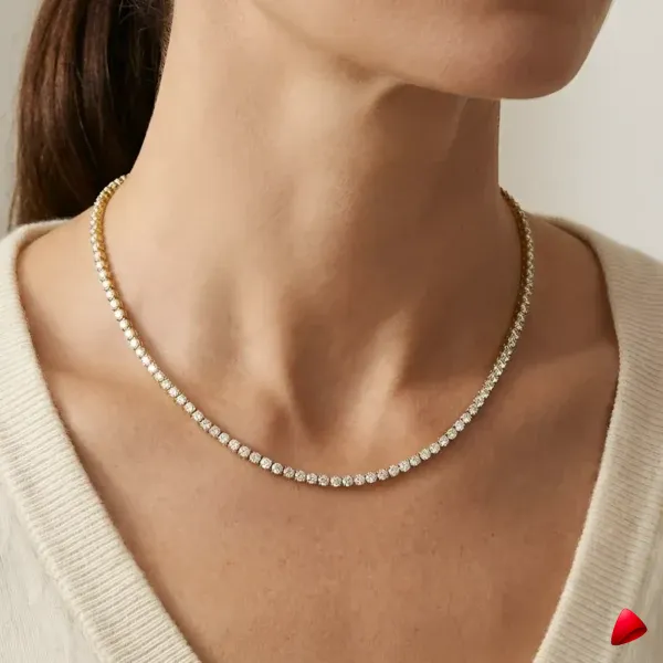 Collier Travesti Tennis Zircon CZ Ras du Cou Brillant - galerie