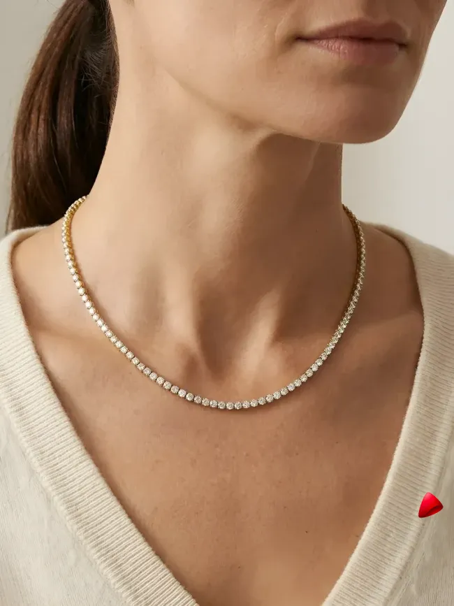 Collier Travesti Tennis Zircon CZ Ras du Cou Brillant - galerie