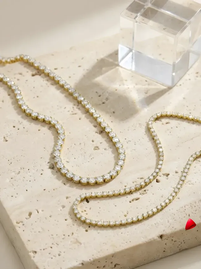 Collier Travesti Tennis Zircon CZ Ras du Cou Brillant - galerie