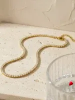 Collier Travesti Tennis Zircon CZ Ras du Cou Brillant - galerie