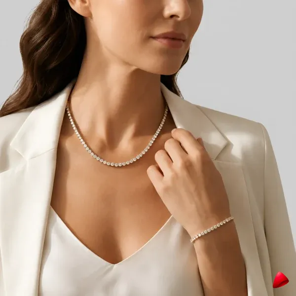 Collier Travesti Tennis Zircon CZ Ras du Cou Brillant - image principale