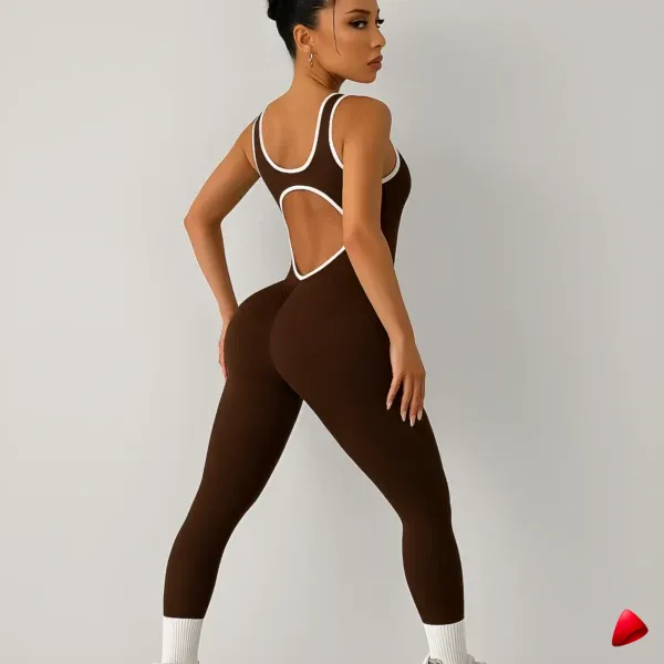 Combinaison Sport Travesti Dos Nu Yoga Côtelée Salopette — image principale