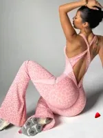 Combinaison Sport Travesti Leopard Yoga Seamless Bodysuit Pads — galerie