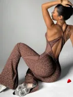 Combinaison Sport Travesti Leopard Yoga Seamless Bodysuit Pads — galerie