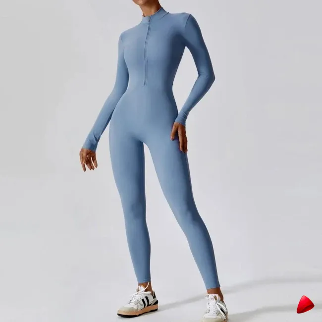 Combinaison Sport Travesti Zip Long Manches Yoga Jumpsuit — galerie