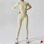 Combinaison Sport Travesti Zip Long Manches Yoga Jumpsuit — galerie