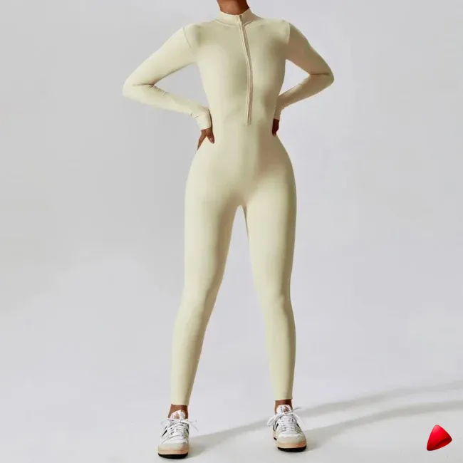 Combinaison Sport Travesti Zip Long Manches Yoga Jumpsuit — galerie
