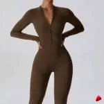 Combinaison Sport Travesti Zip Long Manches Yoga Jumpsuit — galerie