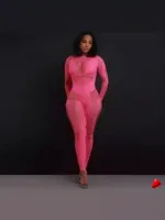 Combinaison Travesti Mesh See-Through Sexy Clubwear Jumpsuit — galerie