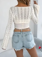 Crop Top Maille Travesti Hollow Out Cover-up — galerie