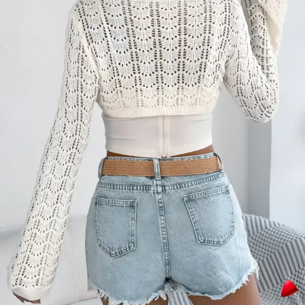 Crop Top Maille Travesti Hollow Out Cover-up — galerie