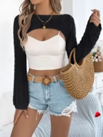 Crop Top Maille Travesti Hollow Out Cover-up — galerie