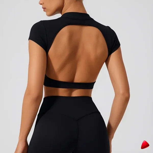 Crop Top Sport Travesti Dos Nu Manches Courtes Yoga Gym — image principale