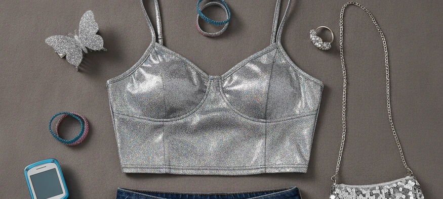 Tenue Y2K avec caraco court et mini jupe pour travesti - Amenzia
