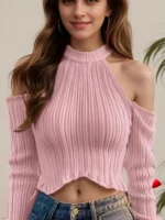 Crop Top Travesti Off-Shoulder Côtelé Camis — galerie