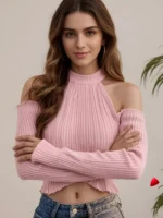 Crop Top Travesti Off-Shoulder Côtelé Camis — galerie