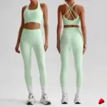 Ensemble Yoga Travesti 2 Pièces Brassière Strappy + Legging — galerie