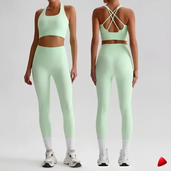 Ensemble Yoga Travesti 2 Pièces Brassière Strappy + Legging — galerie