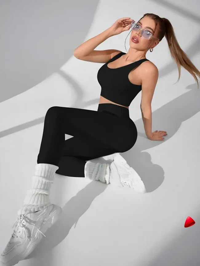 Ensemble Yoga Travesti Sans Couture Brassière + Legging Croisé — galerie
