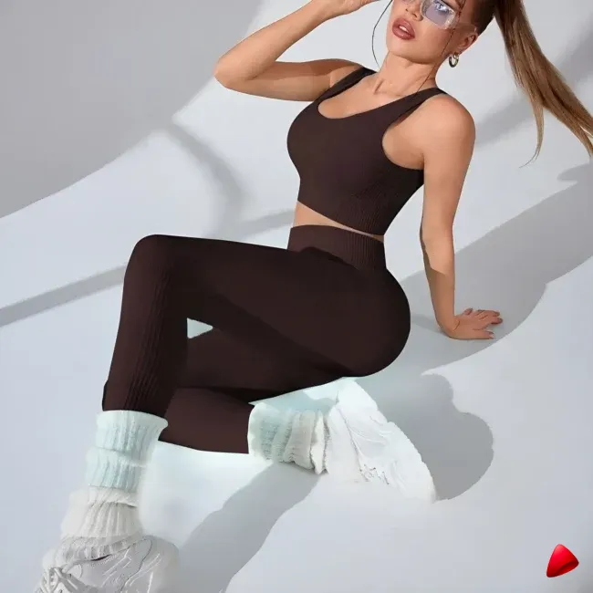 Ensemble Yoga Travesti Sans Couture Brassière + Legging Croisé — galerie