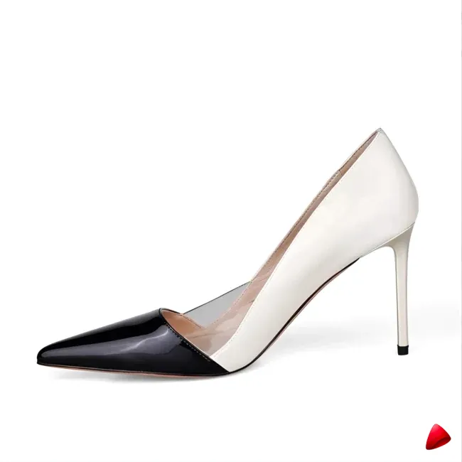 Escarpin Travesti Bicolor Pointu 10cm Mariage Grande Pointure - galerie
