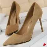 Escarpin Travesti Daim Pointu Talon Aiguille Bureau Soiree — image principale