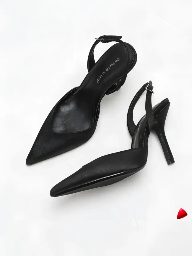Escarpin Travesti Dentelle Maille Brodee Florale Talon Aiguille - galerie