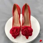 Escarpin Travesti Dentelle Fleurs Roses Mariage Grande Pointure - galerie