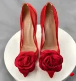 Escarpin Travesti Dentelle Fleurs Roses Mariage Grande Pointure - galerie