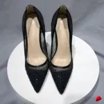 Escarpin Travesti Maille Cristaux Pointu 12cm Mariage Grande Pointure - galerie