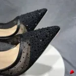 Escarpin Travesti Maille Cristaux Pointu 12cm Mariage Grande Pointure - galerie