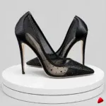 Escarpin Travesti Maille Cristaux Pointu 12cm Mariage Grande Pointure - image principale