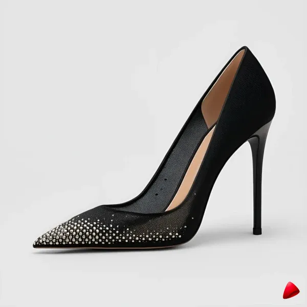 Escarpin Travesti Maille Fil Strass Pointu Grande Pointure — image principale