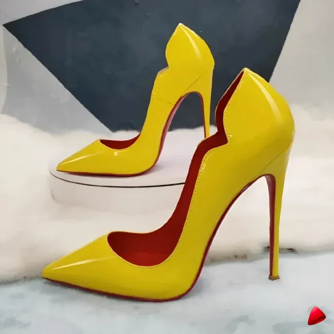 Escarpin Travesti Mince Pointu 12cm Semelle Rouge Grande Pointure - galerie