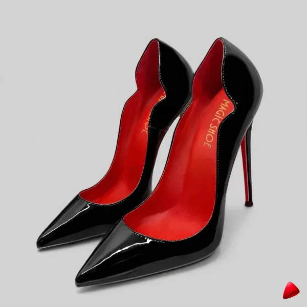 Escarpin Travesti Mince Pointu 12cm Semelle Rouge Grande Pointure - image principale