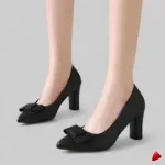 Escarpin Travesti Noeud Avant Pointu Talon Bloc Grande Pointure - image principale