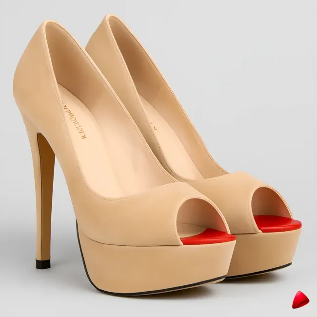 Escarpin Travesti Peep Toe Plateforme Aiguille Grande Pointure - image principale