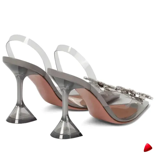 Escarpin Travesti Slingback PVC Transparent Strass Noeud Papillon — galerie