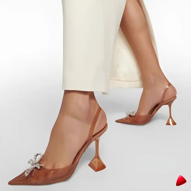 Escarpin Travesti Slingback PVC Transparent Strass Noeud Papillon — galerie