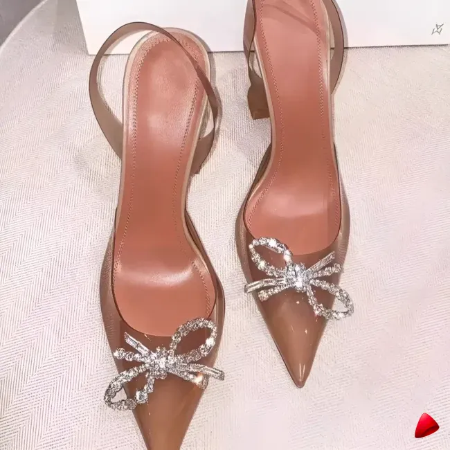Escarpin Travesti Slingback PVC Transparent Strass Noeud Papillon — galerie